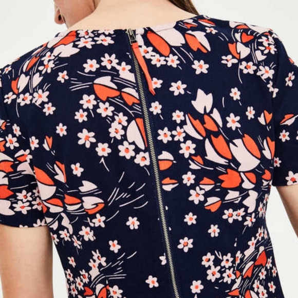 Boden Navy Autumnal Leaves Shift Dress, Size 14R - Picture 6 of 14